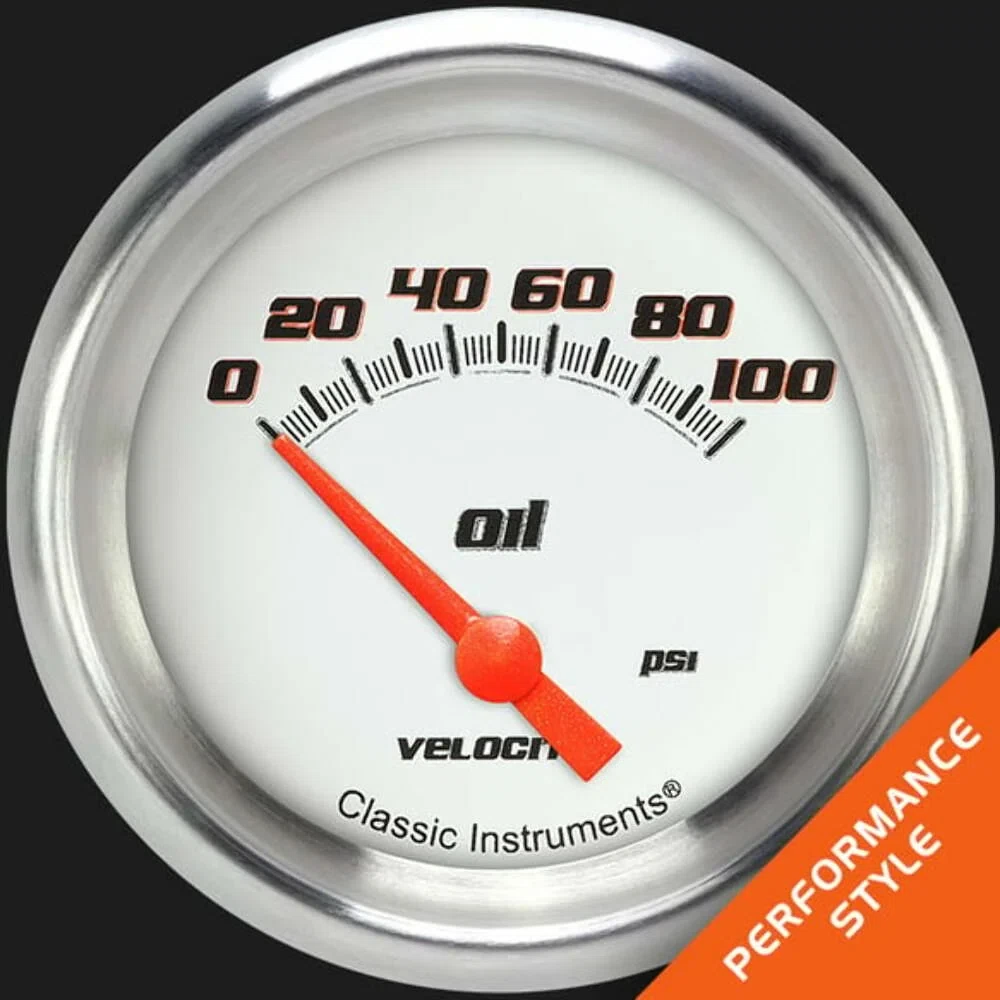 Velocity White 2 5_8_ Oil Pressure Gauge VS281WAPF